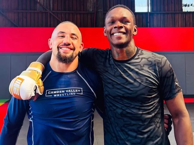 Whittaker and Adesanya at City Kickboxing in Auckland. Picture: Instagram