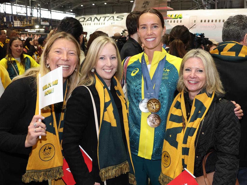 Emma McKeon at Sydney Airport on Wednesday morning. Picture: Rohan Kelly