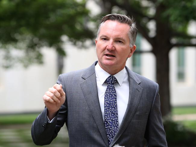 Shadow Treasurer, Chris Bowen holding a doorstop to discuss the release of the final Productivity Report into superannuation, at Parliament House in Canberra. Picture Kym Smith