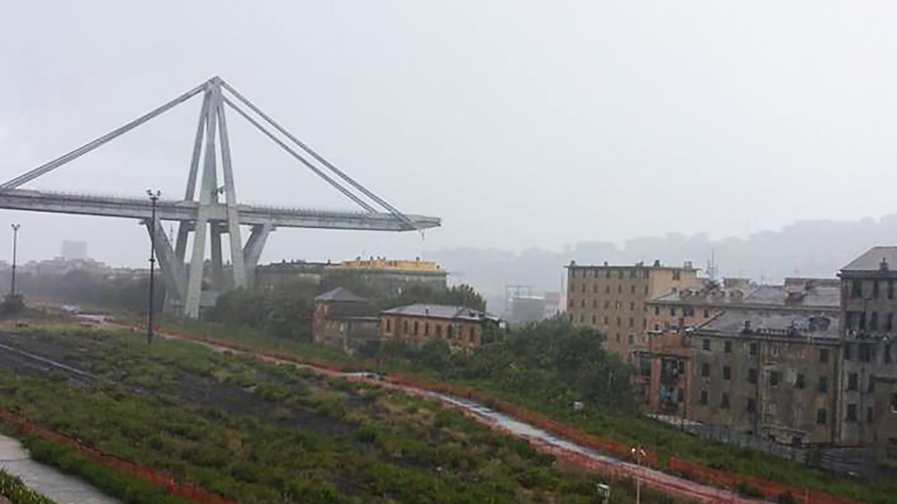 A collapsed section of the Genoa bridge. Picture: Facebook