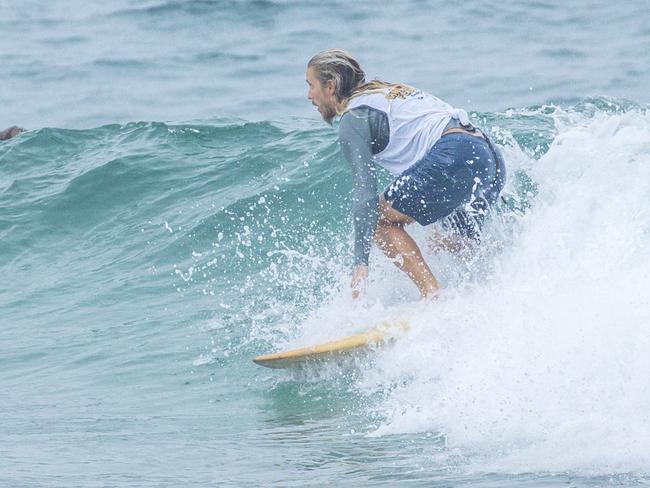 Early Saturday heats of The Burleigh Heads Boardriders Single Fin Festival. Picture: Glenn Campbell