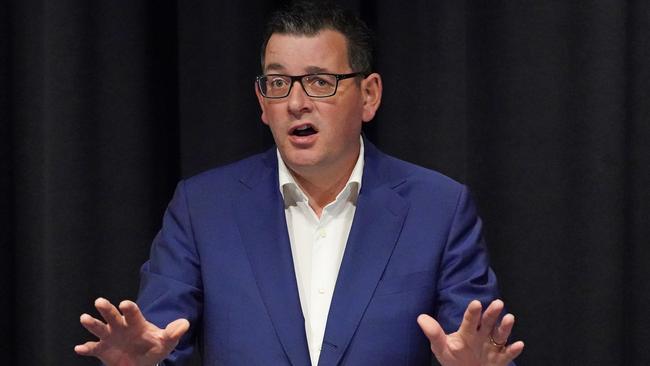 As Daniel Andrews spoke, the virus lurked in hotels only a few kilometres away. Picture: AAP