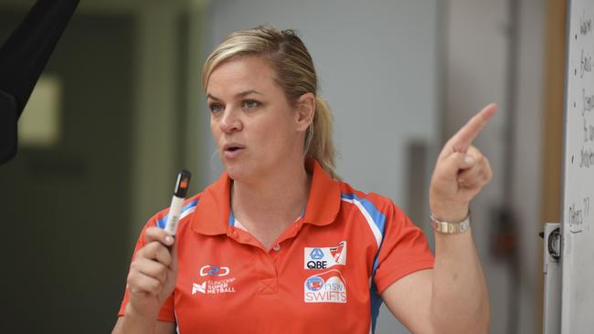 NSW Swifts coach Briony Akle has called for netball fans to do what they can to stop the spread of the coronavirus. Picture: Dominic O’Brien