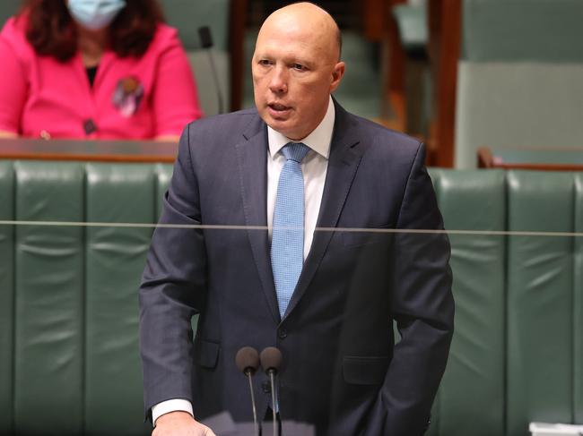 CANBERRA, AUSTRALIA - NewsWire Photos OCTOBER 19, 2021: Peter Dutton during Question Time in the House of Representatives in Parliament House in Canberra.Picture: NCA NewsWire / Gary Ramage