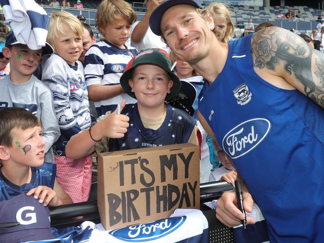 AFL Football Geelong Cats Open Training at Kardinia Park Geelong.Spencer 12 today with Cats Tom StewartPicture: Mark Wilson