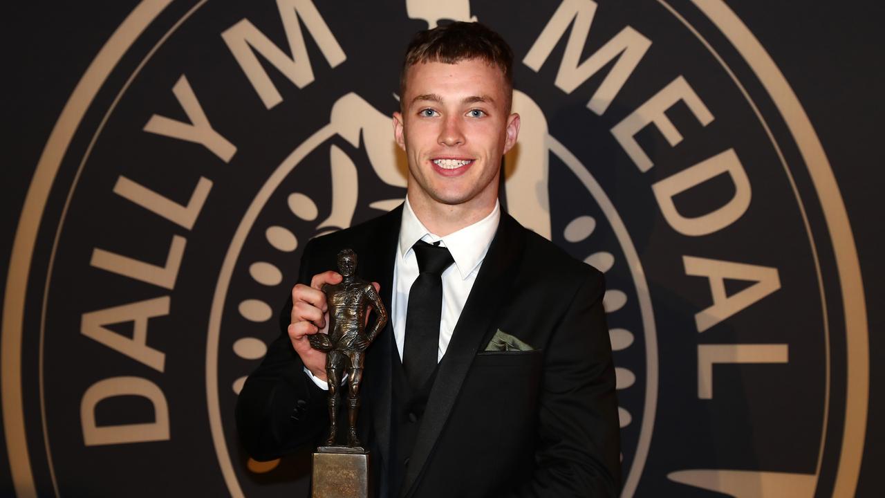 Sam Walker after winning Rookie of the Year at the NRL 2021 Dally M Awards (Photo by Chris Hyde/Getty Images)