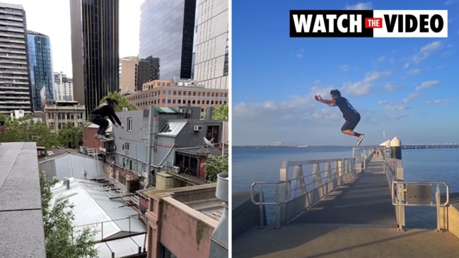 Risky videos of parkour stunts in Melbourne's CBD have gone viral