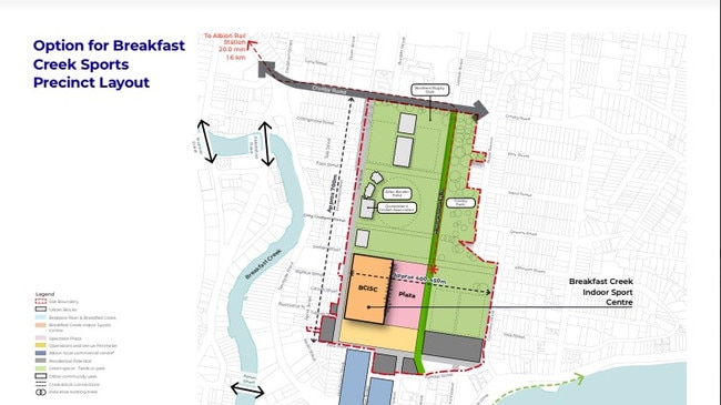 The plan for the proposed Breakfast Creeks Sports Precinct. Source: Queensland Government