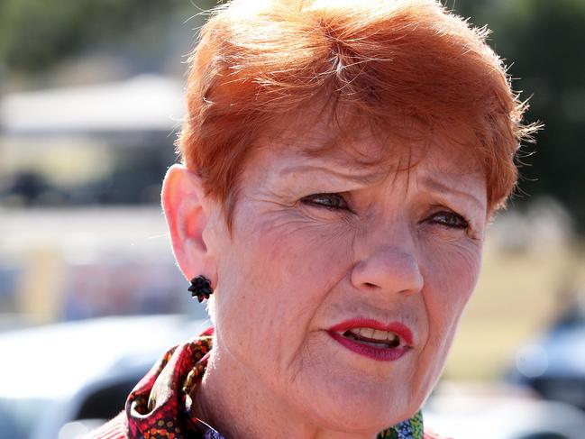 NEWCASTLE, AUSTRALIA - NewsWire Photos - May 22, 2021. One Nation boss Pauline Hanson at the Upper Hunter by-election at Muswellbrook Sports Centre.  Picture: NCA NewsWire / Peter Lorimer.