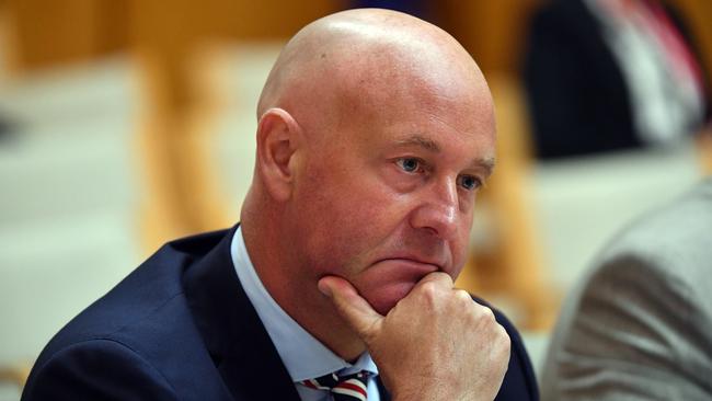 Australian Wool Innovation chief executive Stuart McCullough during a previous Senate estimates hearing. He says there are privacy issues with providing a list of those eligible to sign nominations. Picture: Mick Tsikas/AAP