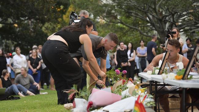 People laid flowers for their friends. Picture: NCA NewsWire / Monique Harmer