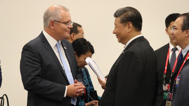 Prime Minister Scott Morrison meets with President Xi Jinping during the G20 in Osaka, Japan in 2019. Picture: Adam Taylor/PMO