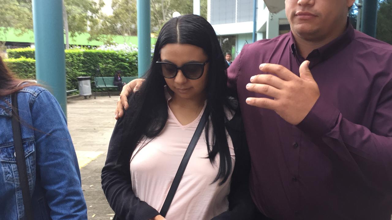 Marissa Esposito (centre) leaving Gosford Local Court where she pleaded guilty to defrauding an autism charity of more than $330,000.
