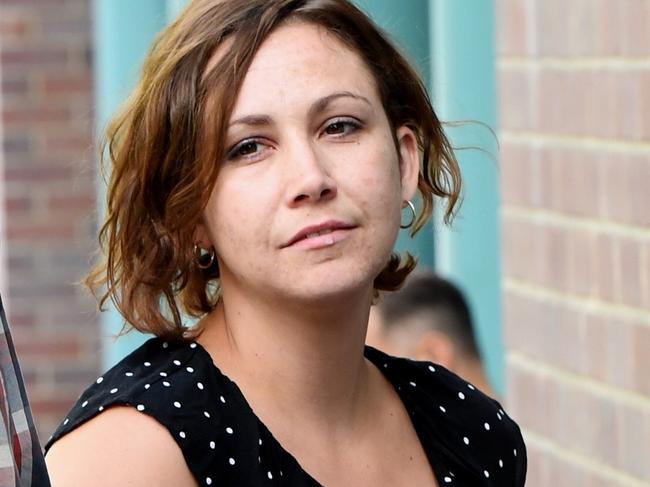 Karlie Tyrell is seen outside Burwood Local Court, Sydney, Monday, January 29, 2018. Ms Tyrell, the biological mother of missing toddler William Tyrell is due to be sentenced after pleading guilty to multiple offences including spitting at a police officer. (AAP Image/Peter Rae) No Archiving