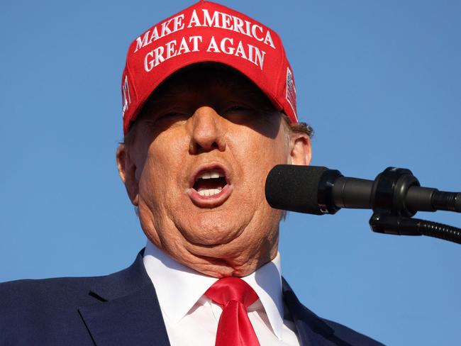 Republican presidential candidate former U.S. President Donald Trump speaks during a campaign rally in Wildwood Beach on May 11, 2024.