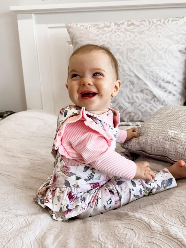 Skylar Webster, nine months old. Skylar is an adorable nine-month-old with captivating dimples and sparkling blue eyes that light up any room. Her infectious smile melts hearts wherever she goes. Recently embarking on exciting new milestones, Skylar has mastered the art of crawling and pulling herself up on furniture. When it comes to meal times, she loves mashed bananas, it has earned the title of absolute favorite. This little chatterbox surprises everyone with her ability to say mumma, her sister’s name Harper, and even the cat’s name Peppa. Sorry, dadda, she hasn’t quite nailed down your title yet. Skylar’s cheerful demeanor is a testament to her happy and contented nature, bringing endless joy to all those around her.