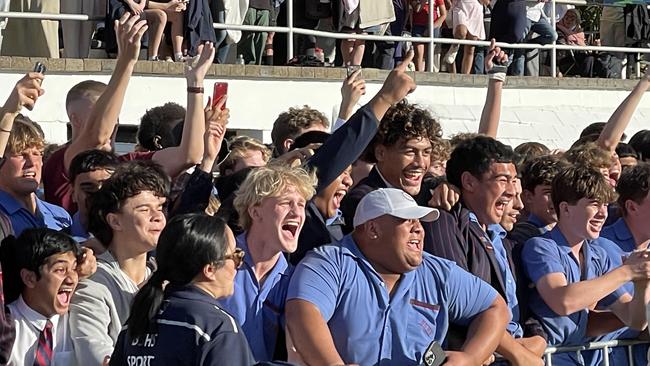 BSHS students cheer on their side after the game.