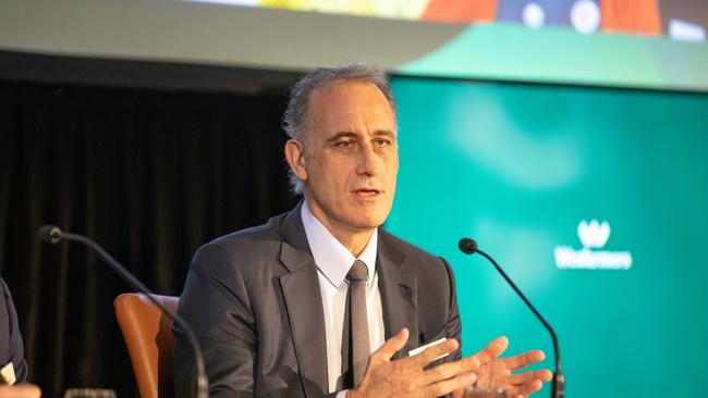 Wesfarmers CEO Rob Scott speaks to investors in Sydney on Thursday.