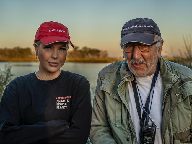 Animal Justice Party MP Georgie Purcell and anti-duck hunting campaigner Laurie Levy. Credit: Doug Gimsey