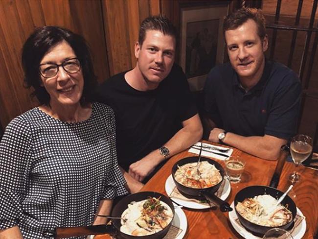 The photograph posted by cricketer James Faulkner on April 29. The caption said he was having dinner with his mum and “boyfriend” before he later changed it.