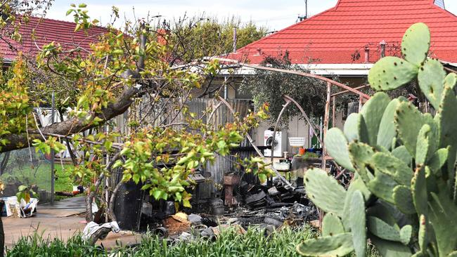 A shed has been completely destroyed by a fire at Mile End. Picture: Keryn Stevens