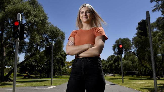 Holly Scott was driving to her boyfriend’s house when has car wrapped around a tree. Picture: Naomi Jellicoe