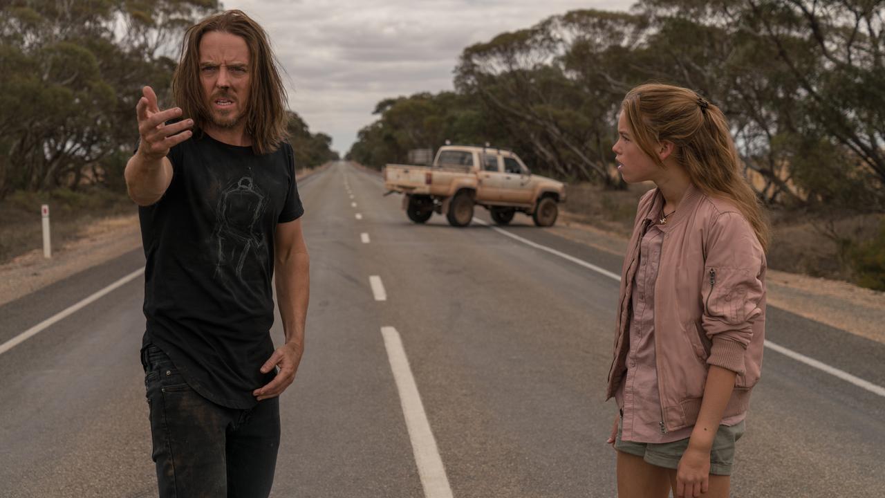 Tim Minchin and Milly Alcock in a scene from the TV series Upright. Picture: Foxtel