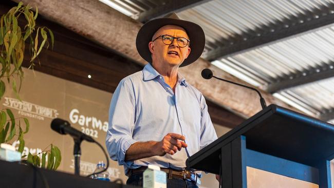 Prime Minister Anthony Albanese revealed the question he intends to ask Australians in the Voice to Parliament referendum at the Garma festival on the weekend. Picture: Tamati Smith/Getty Images