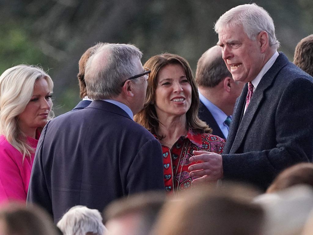 Disgraced Prince Andrew, Duke of York, was also at the concert. Pictured with Lindsay Wallace (L), partner of Peter Phillips (unseen). Picture: AFP