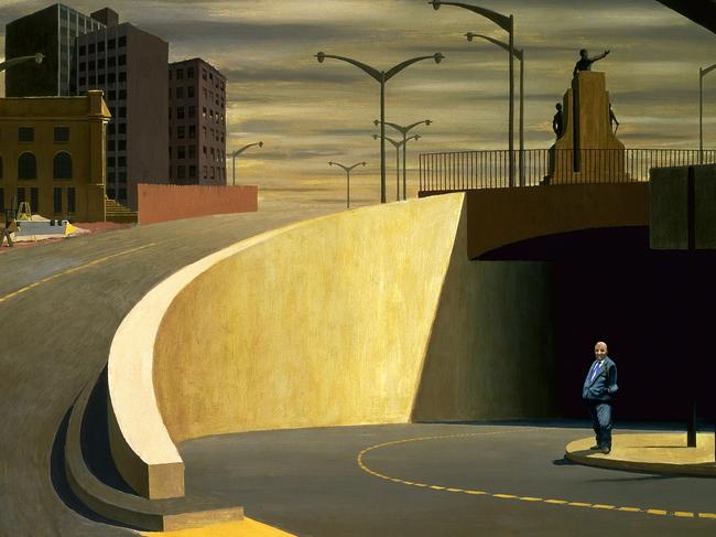 Paintings by Jeffrey Smart have prompted much speculation as to their meaning, perhaps none more than 'Cahill Expressway', pictured. Dated 1962, oil on plywood, 81.9 x 111.3 cm, National Gallery of Victoria, Melbourne.