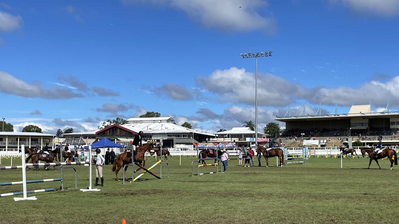 Horse mid-jump at the Gympie Show 2025 equestrian.