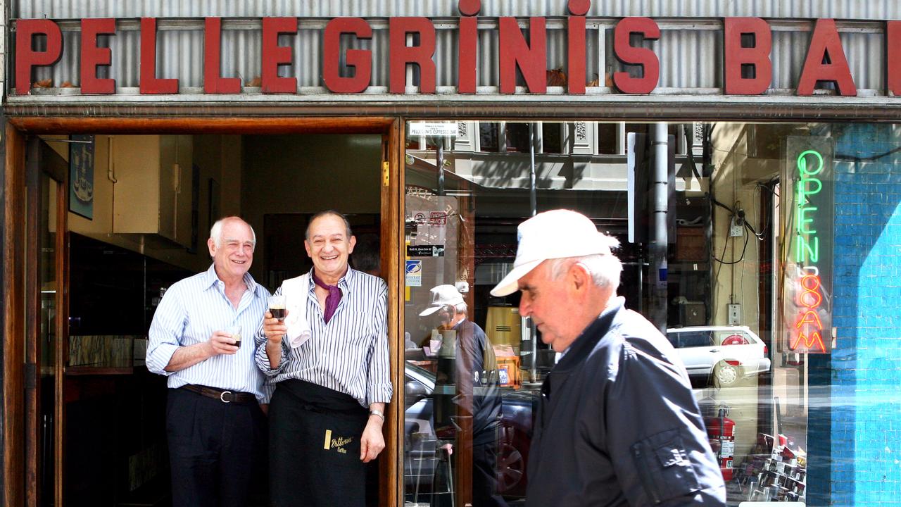 Sisto (middle) pictured with his business partner Nino Pangrazio outside the cafe in 2010.