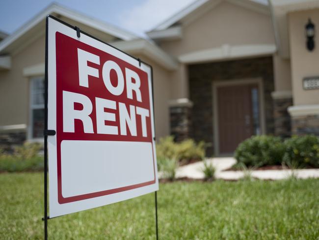 For Rent sign in front of new house