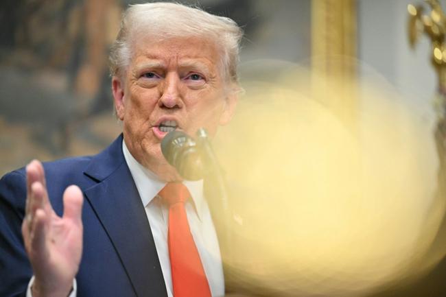 US President Donald Trump speaks in the Roosevelt Room of the White House in Washington, DC, on March 3, 2025. Trump said chip-making giant TSMC will invest "at least" $100 billion in the United States to build "state of the art" chip manufacturing facilities.