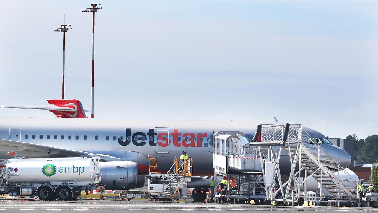 Jetstar plane on the tarmac. Tasmanian borders open to high risk states once again. Picture: Nikki Davis-Jones