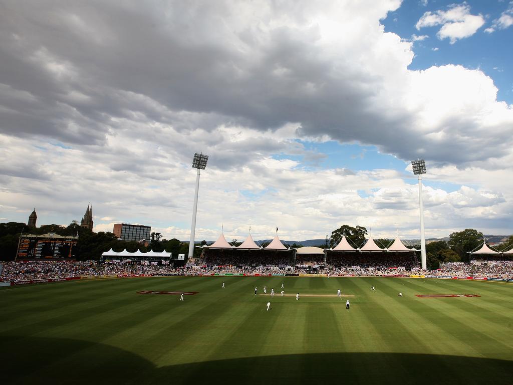 An Ashes Test match between Australia and England at Adelaide Oval in December 2010, before the ground underwent its extensive revamp. The iconic old scoreboard has been retained while the rest of the venue has been modernised. Picture: Mark Kolbe/Getty Images