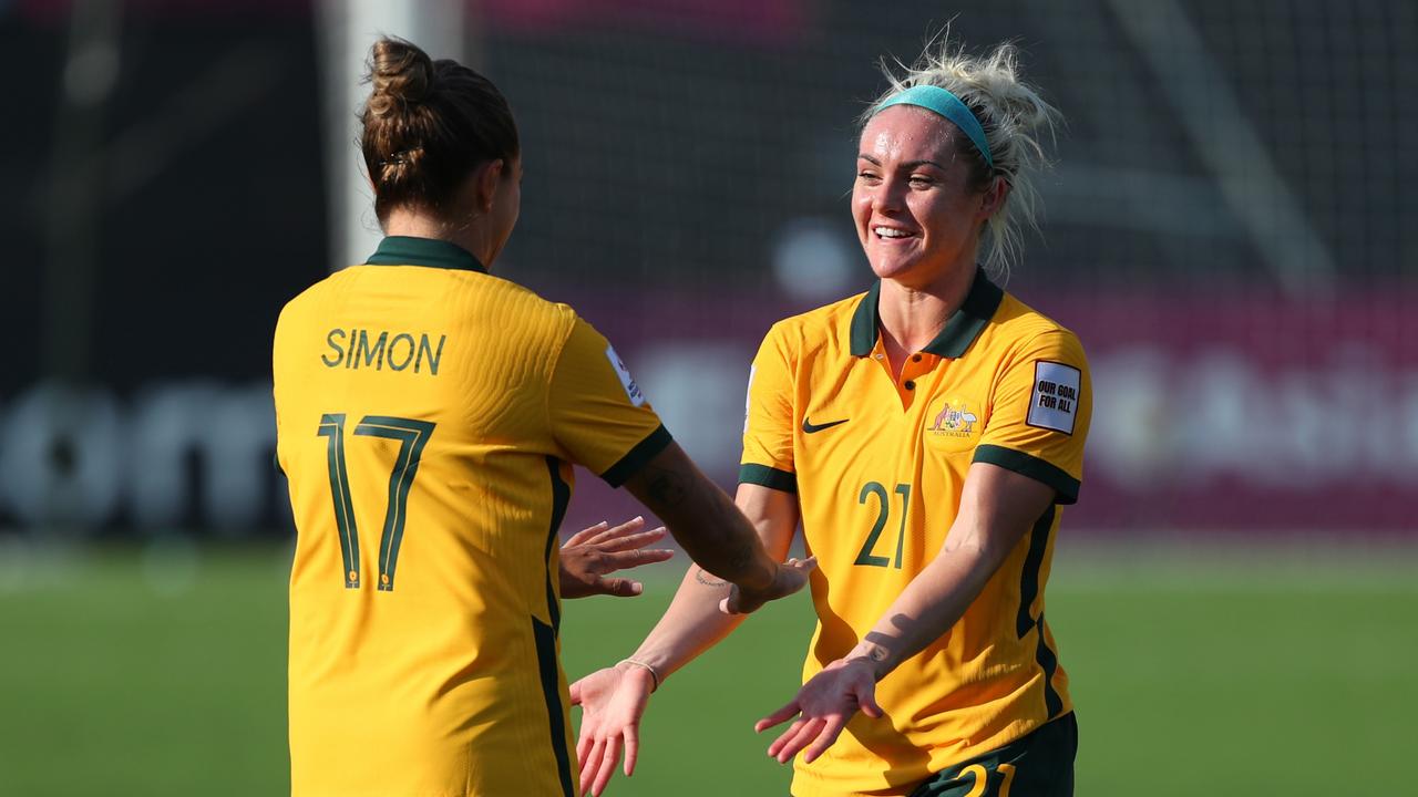 Carpenter scored two of the Matildas’ 18 goals. (Photo by Thananuwat Srirasant/Getty Images)