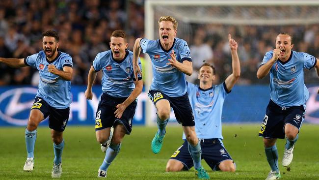It’s time to celebrate for Sydney FC players.
