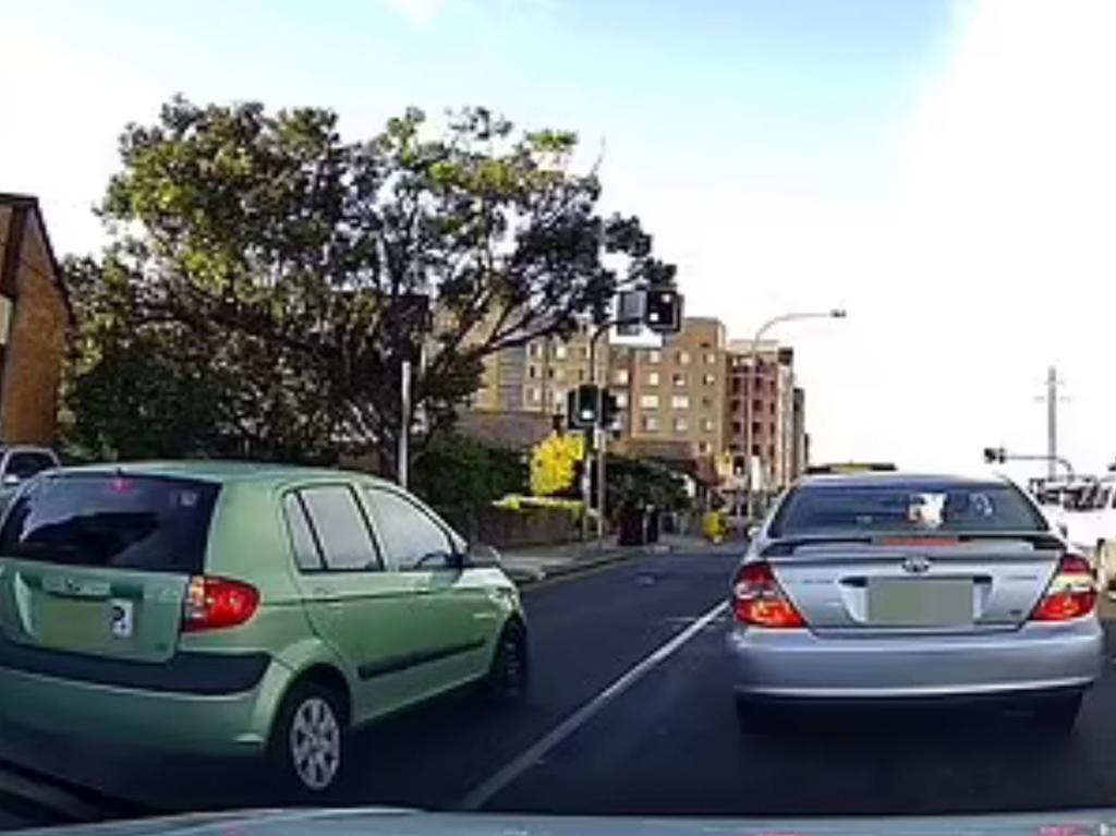 The P-plater speeding up to try and access the traffic. Picture: Dashcam Owners Australia