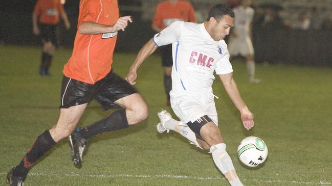 Lamar Ahchee is pictured playing soccer in Cairns in the early 2000s.