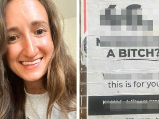 Megan Harr with one of the ads. Image: supplied