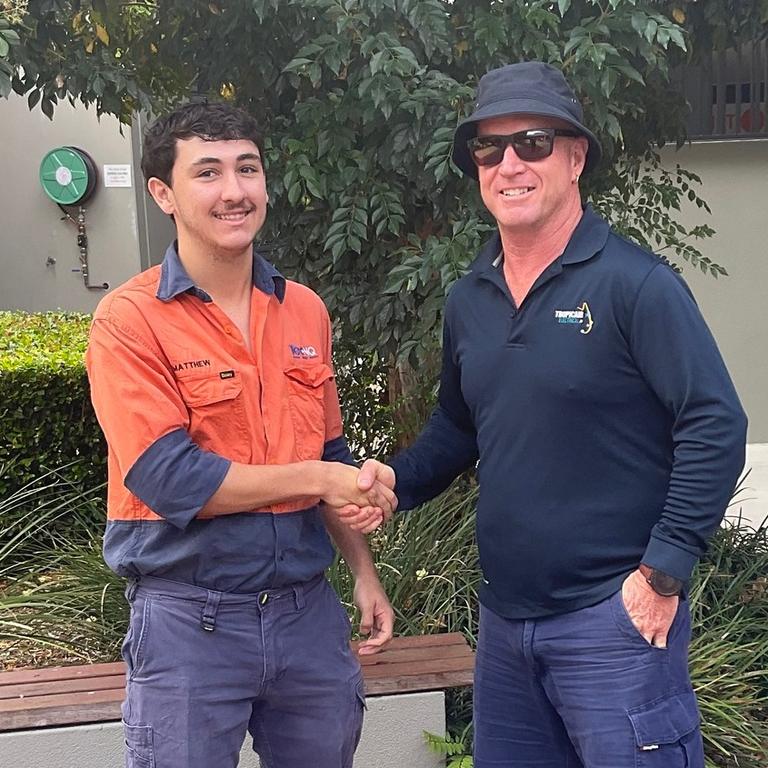 TEC-NQ STUDENT Matthew Munro with an employer.