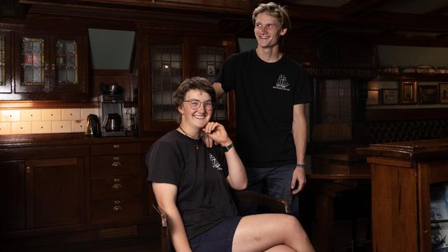 Oosterschelde crew Famke Opdan, 25, and Daan Van Roosmalen, 19. Picture: Liam Mendes