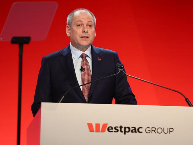 BRISBANE, AUSTRALIA - NewsWire Photos DECEMBER 14, 2023: Westpac CEO Peter King speaks during the annual Westpac AGM in Brisbane. Picture: NCA NewsWire/Tertius Pickard