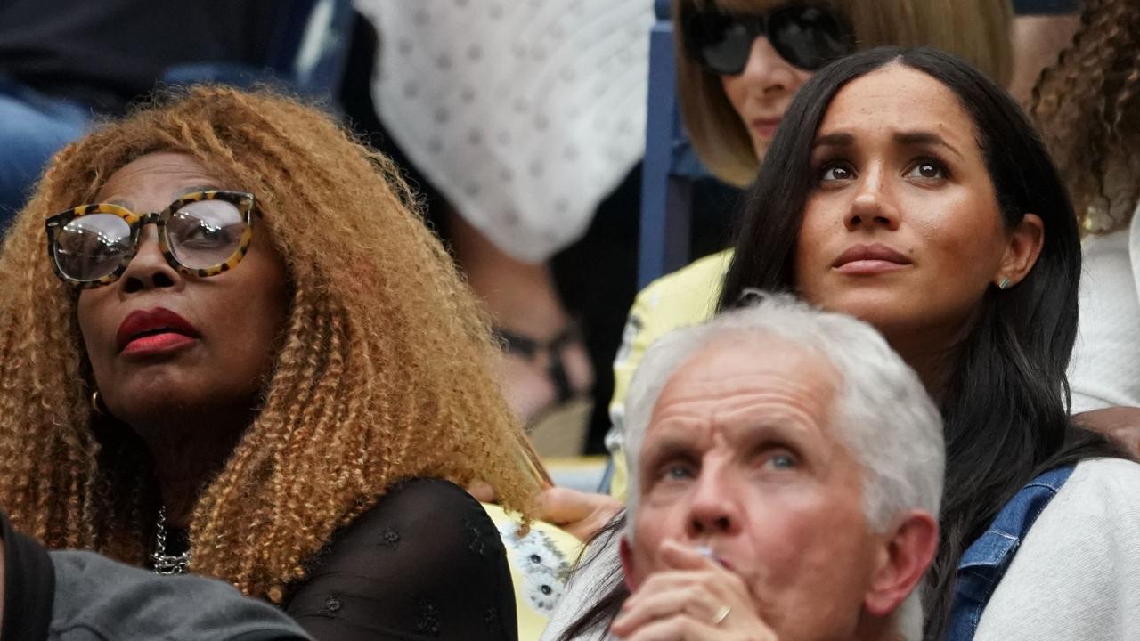 Meghan Markle watches Serena Williams against Bianca Andreescu during the Women’s Singles Finals match at the 2019 US Open. Picture: Timothy A. Clary/AFP