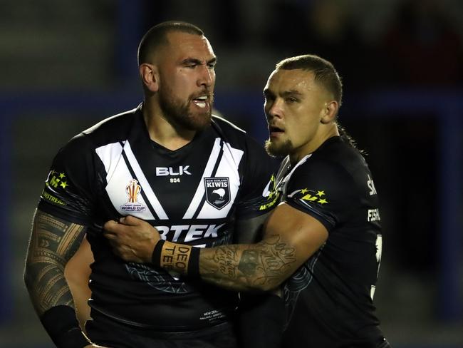 Nelson Asofa-Solomona and James Fisher-Harris form a dangerous duo up front for the Kiwis. Picture: Jan Kruger/Getty Images for RLWC