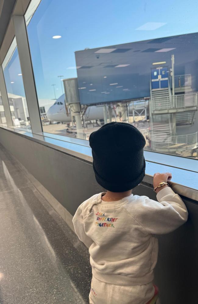 Priyanka Chopra Jonas' daughter Malti Marie, 2, at Brisbane International Airport. Photo: Instagram.