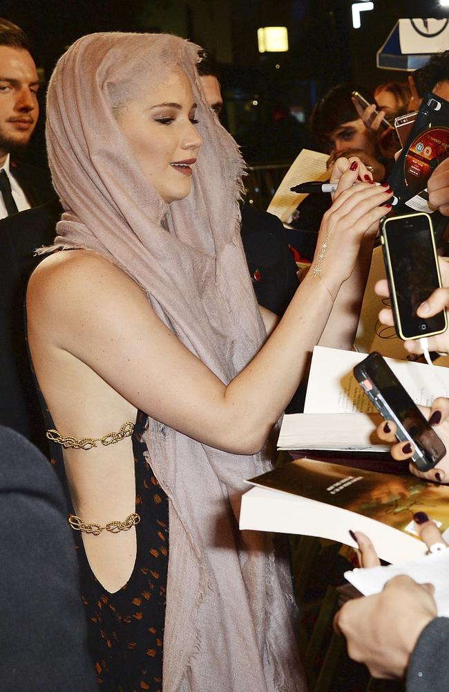 Actress Jennifer Lawrence attends The Hunger Games: Mockingjay Part 2 - UK Premiere at Odeon Leicester Square on November 5, 2015 in London. Picture: Getty