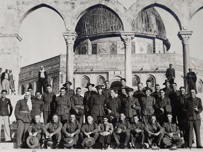 “My great uncle, Gordon Triplett, joined the Australian Army Corp as a signaller in 1939. He travelled to the Middle East, Ceylon, South Africa, PNG and other places. I have many of his army photos. He is in this group photo in front of the Mosque of Omas in Jerusalem in May 1941.” Picture: Supplied by Michael Buth
