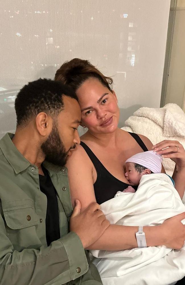 Chrissy Teigen and John Legend with the latest addition to their family.